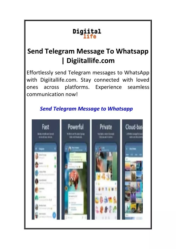 send telegram message to whatsapp digiitallife com