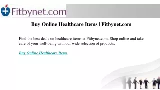 Buy Online Healthcare Items Fitbynet.com