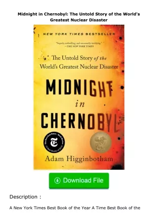 [READ]⚡PDF✔ Midnight in Chernobyl: The Untold Story of the World's Greatest Nuclear Disaster