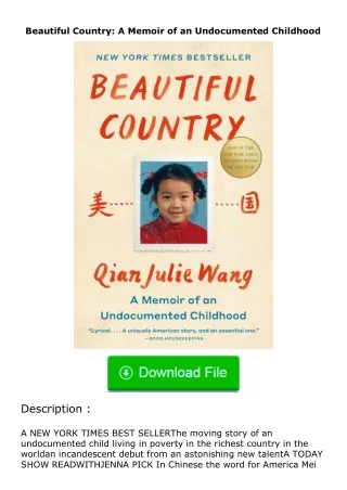 Download⚡(PDF)❤ Beautiful Country: A Memoir of an Undocumented Childhood