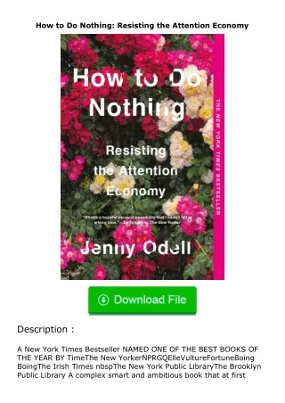 ❤️get (⚡️pdf⚡️) download How to Do Nothing: Resisting the Attention Economy
