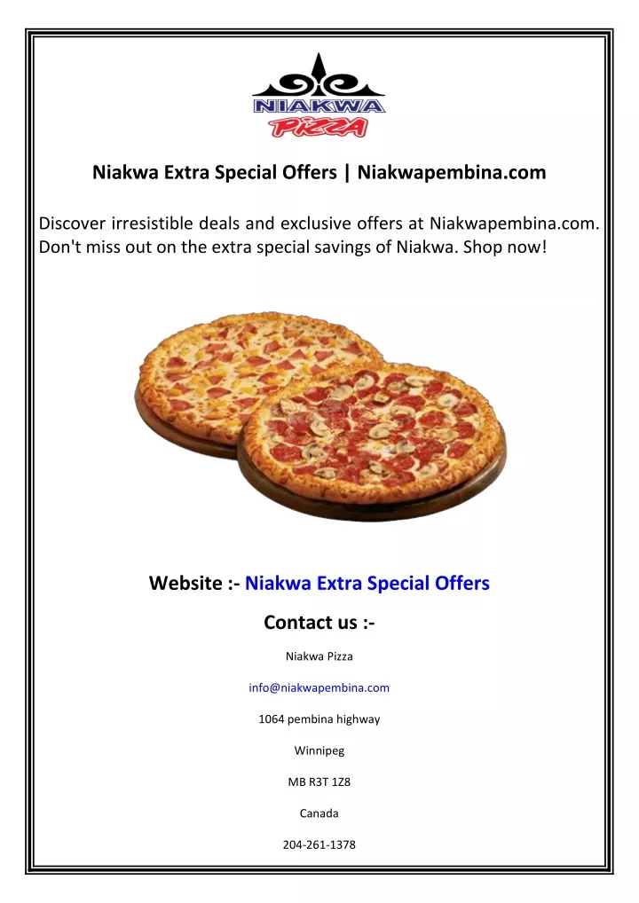 niakwa extra special offers niakwapembina com