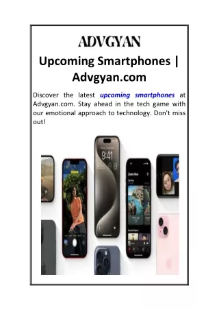 Upcoming Smartphones  Advgyan.com