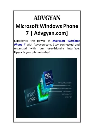 Microsoft Windows Phone 7  Advgyan.com