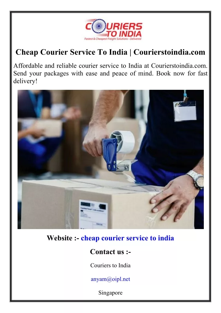 cheap courier service to india courierstoindia com