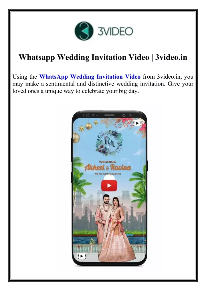 whatsapp wedding invitation video 3video in