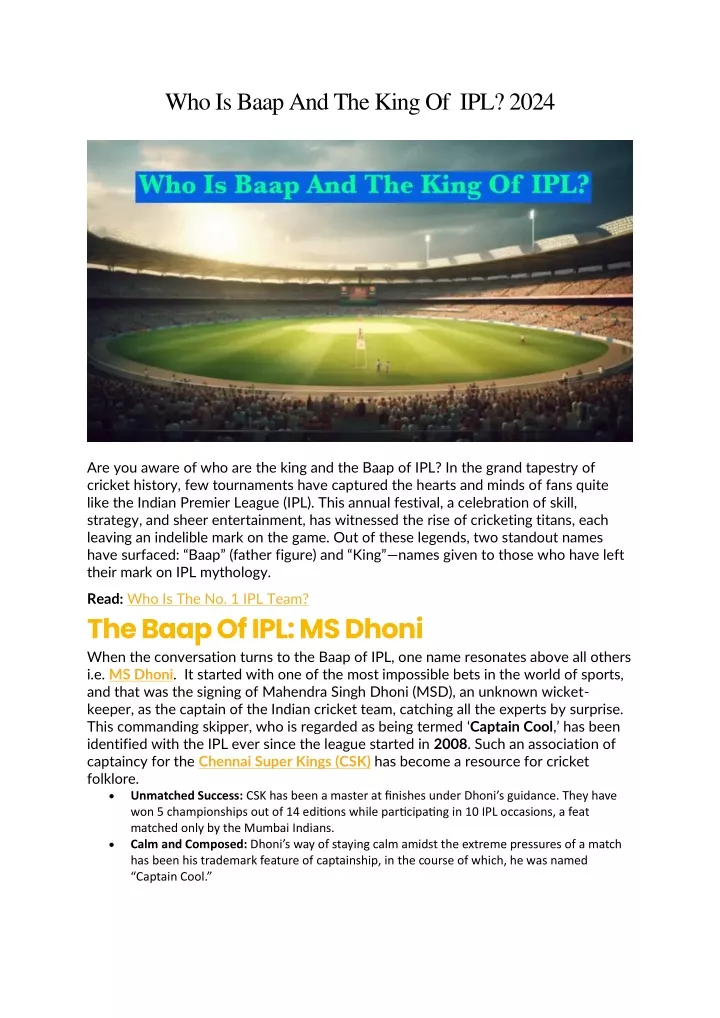 who is baap and the king of ipl 2024