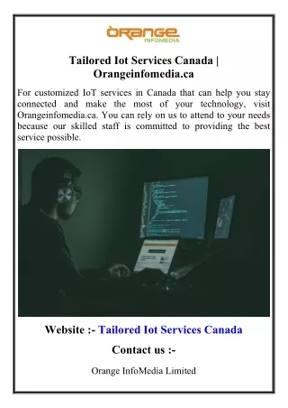 Tailored Iot Services Canada  Orangeinfomedia.ca