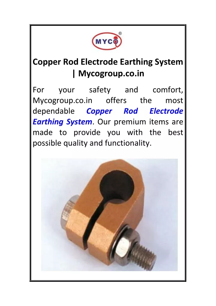 copper rod electrode earthing system mycogroup
