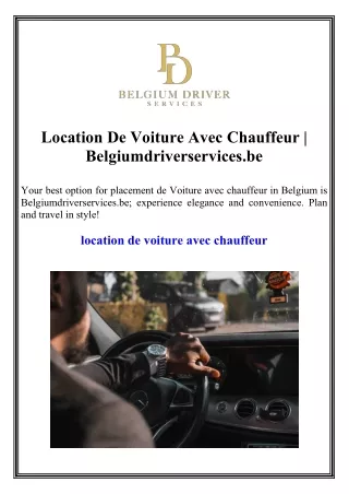 Location De Voiture Avec Chauffeur Belgiumdriverservices