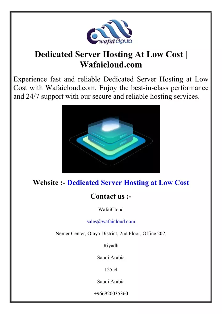 dedicated server hosting at low cost wafaicloud
