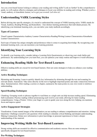 Boost Your Reading/Writing Skills: Strategies for Text-based Learners