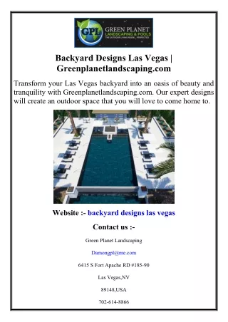 Backyard Designs Las Vegas  Greenplanetlandscaping.com