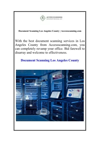 Document Scanning Los Angeles County | Accessscanning.com