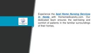 Best Home Nursing Services In Noida  Homemedicare4u.com