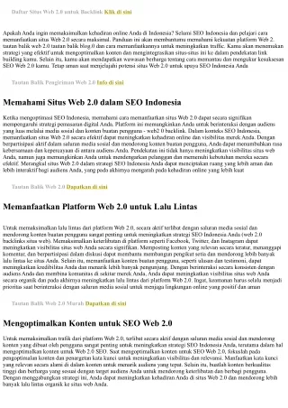 Pendalaman SEO Indonesia: Memanfaatkan Situs Web 2.0 Secara Maksimal