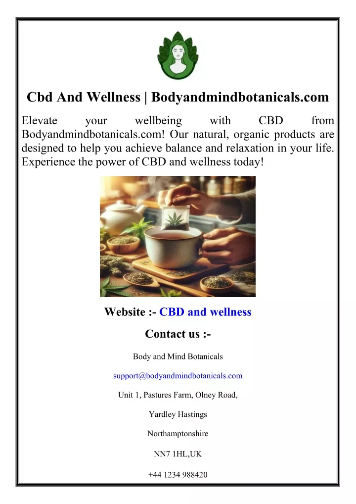 cbd and wellness bodyandmindbotanicals com