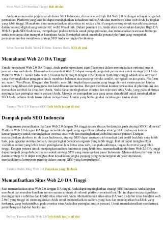 Web 2.0 DA Tinggi: Pengubah Permainan SEO Indonesia