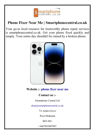 Phone Fixer Near Me  Smartphonecentral.co.uk