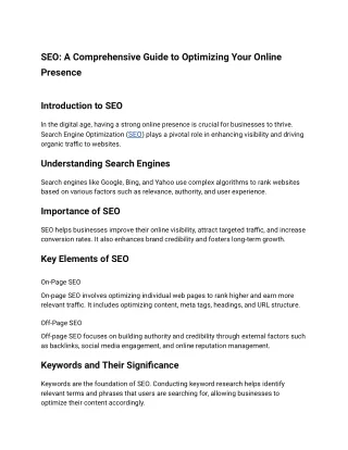 seo a comprehensive guide to optimizing your