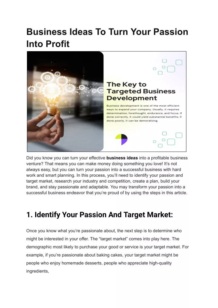 business ideas to turn your passion into profit