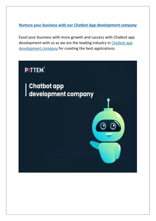 Craft powerful application with Pattem Digital; Chatbot app development company