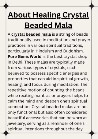 About Healing Crystal Beaded Mala