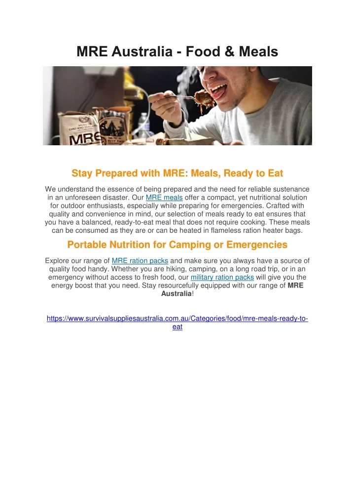 PPT - MRE Australia - Food & Meals PowerPoint Presentation, free ...