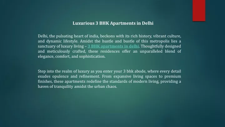 luxurious 3 bhk apartments in delhi