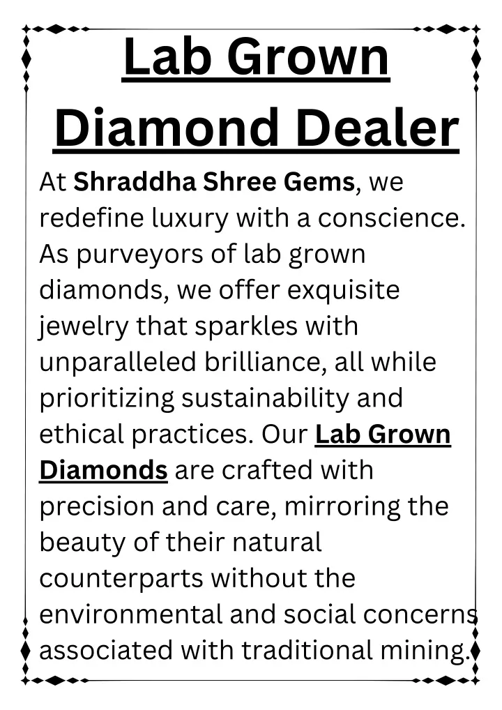lab grown diamond dealer at shraddha shree gems