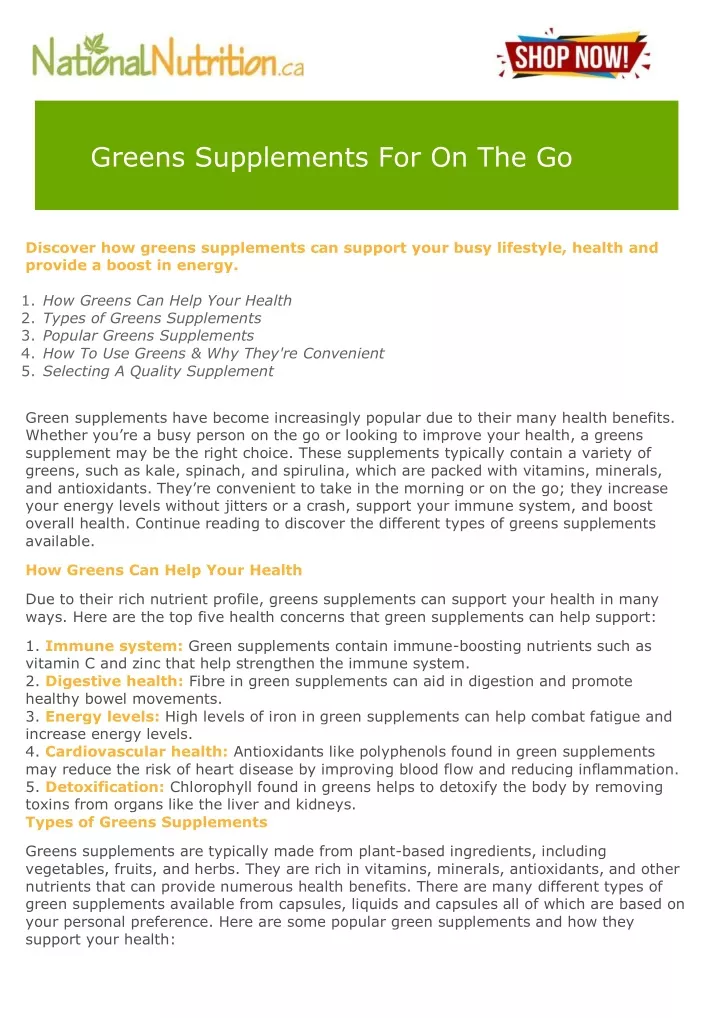 greens supplements for on the go