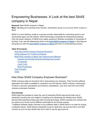 Empowering Businesses_ A Look at the best SAAS company in Nepal