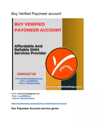 Buy Verified Payoneer account