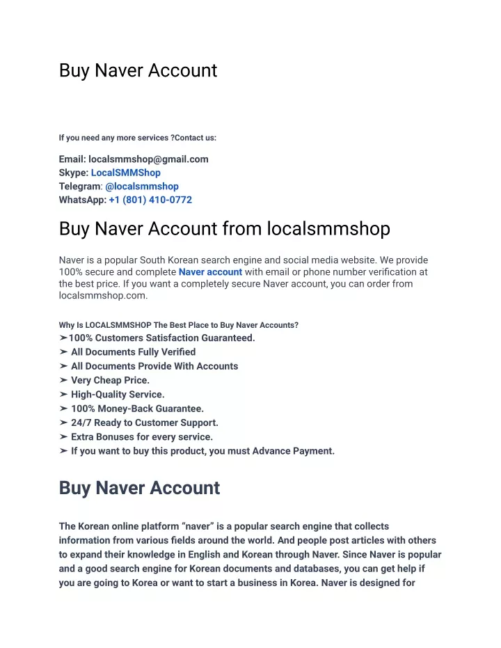 buy naver account