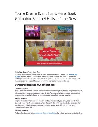 You’re Dream Event Starts Here Book Gulmohor Banquet Halls in Pune Now!