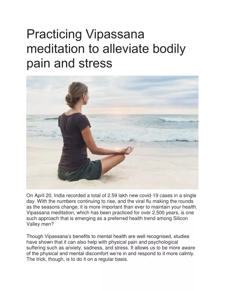 practicing vipassana meditation to alleviate