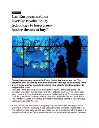 Can European nations leverage revolutionary technology to keep cross-border thre