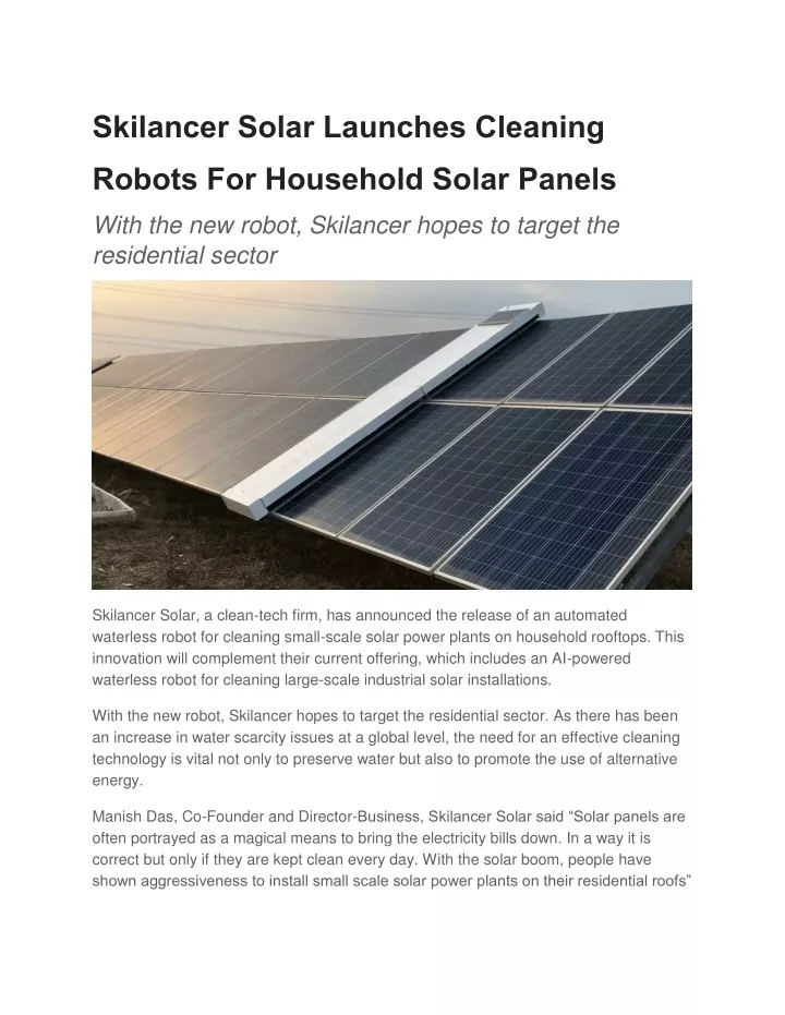 skilancer solar launches cleaning