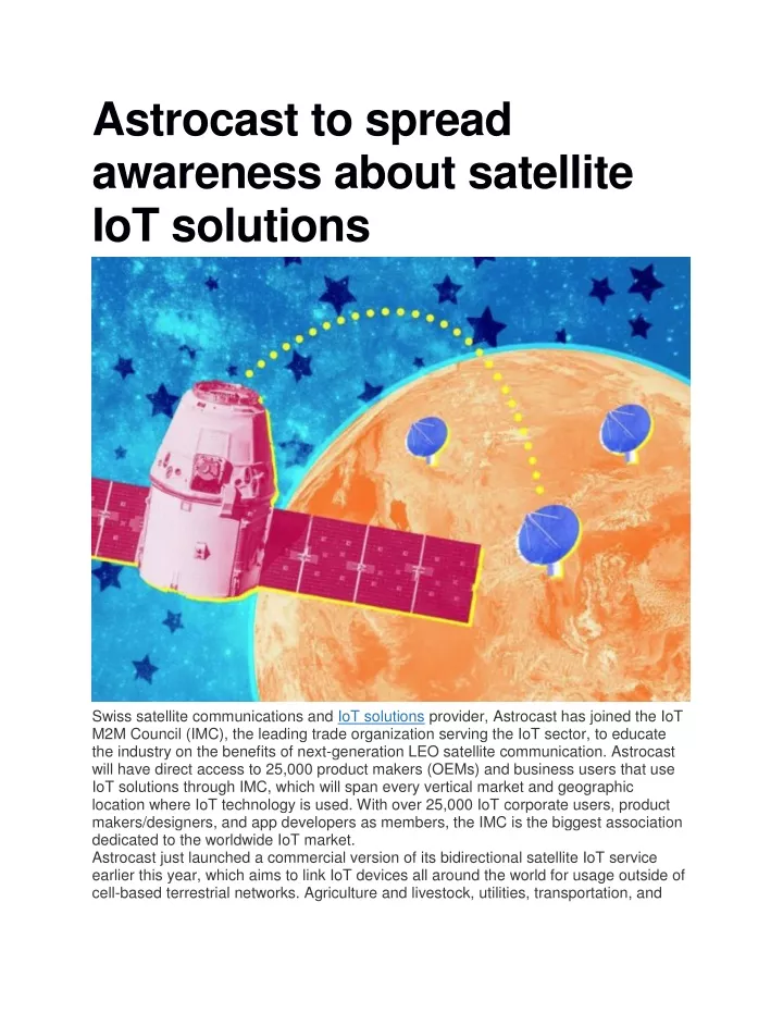 astrocast to spread awareness about satellite