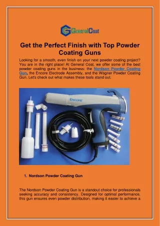 Get the Perfect Finish with Top Powder Coating Guns