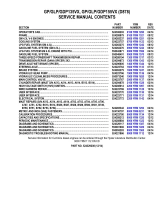 YALE (D878) GP155VX LIFT TRUCK Service Repair Manual