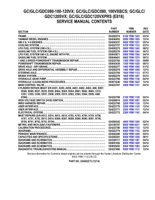 YALE (E818) GLC080VXBCS LIFT TRUCK Service Repair Manual