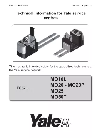 YALE (E857) MO10L LIFT TRUCK Service Repair Manual