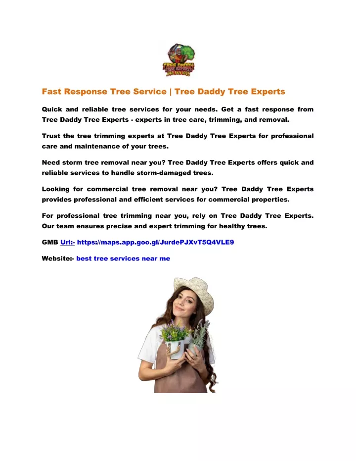 fast response tree service tree daddy tree experts