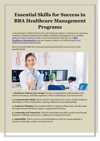 Essеntial Skills for Succеss in BBA Hеalthcarе Management Programs
