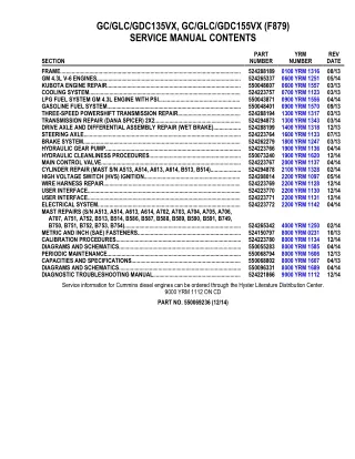 YALE (F879) GC155VX LIFT TRUCK Service Repair Manual