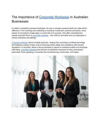 The Importance of Corporate Workwear in Australian Businesses