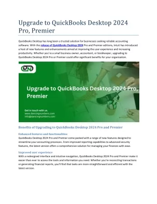 Upgrade to QuickBooks Desktop 2024 Pro Pro Premier
