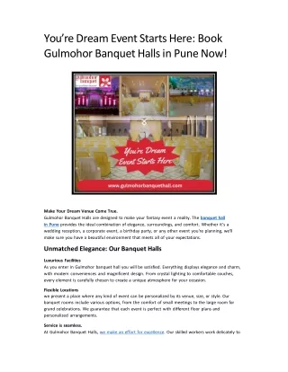 You’re Dream Event Starts Here Book Gulmohor Banquet Hall in Pune Now!!!!