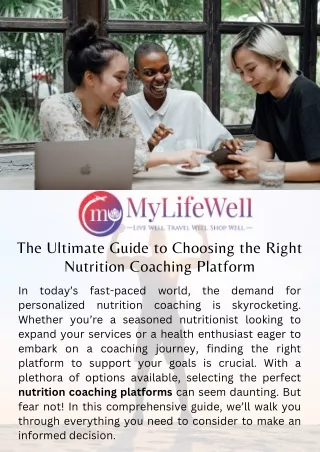 The Ultimate Guide to Choosing the Right Nutrition Coaching Platform